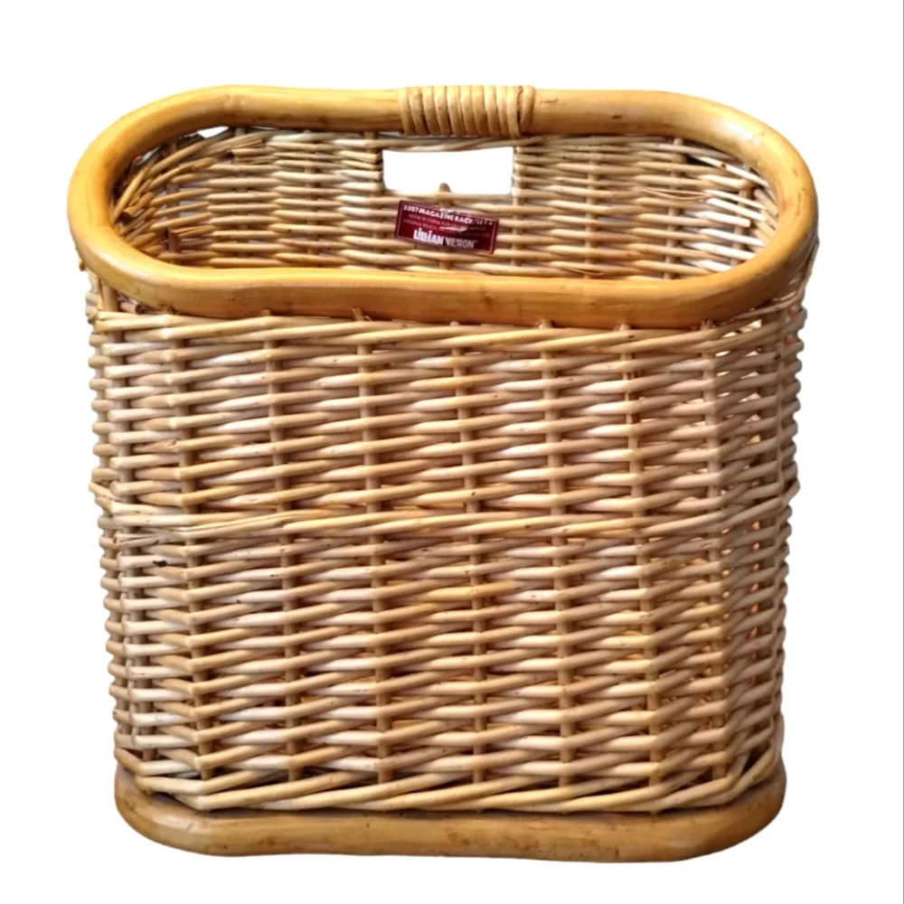 Vintage Woven Bamboo Magazine Rack Basket Lillian Vernon